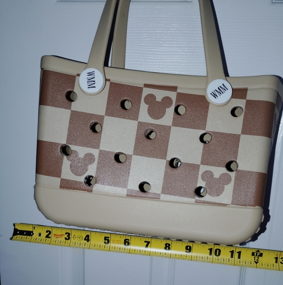 Brown and Cream Checkered Tote Bag Bogg Bag Inspired Mickey Animal Kingdom - Picture 6 of 6